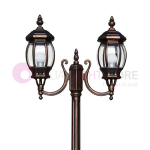 ENEA Lampione a 2 luci h.212 in Alluminio per Esterno Vialetto Giardino NERO-RAME