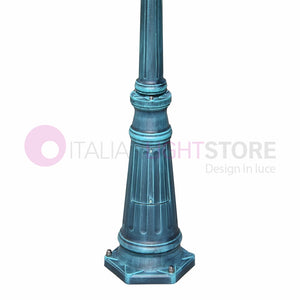 ENEA Lampione a 2 luci h.212 in Alluminio per Esterno Vialetto Giardino NERO-VERDE