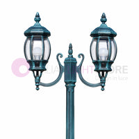 ENEA Lampione a 2 luci h.212 in Alluminio per Esterno Vialetto Giardino NERO-VERDE