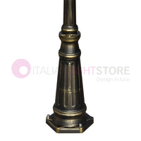 ENEA Lampione a 2 luci h.212 in Alluminio per Esterno Vialetto Giardino NERO-ORO