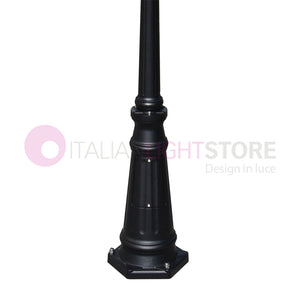 ENEA Lampione a 3 luci h.212 in Alluminio per Esterno Vialetto Giardino NERO