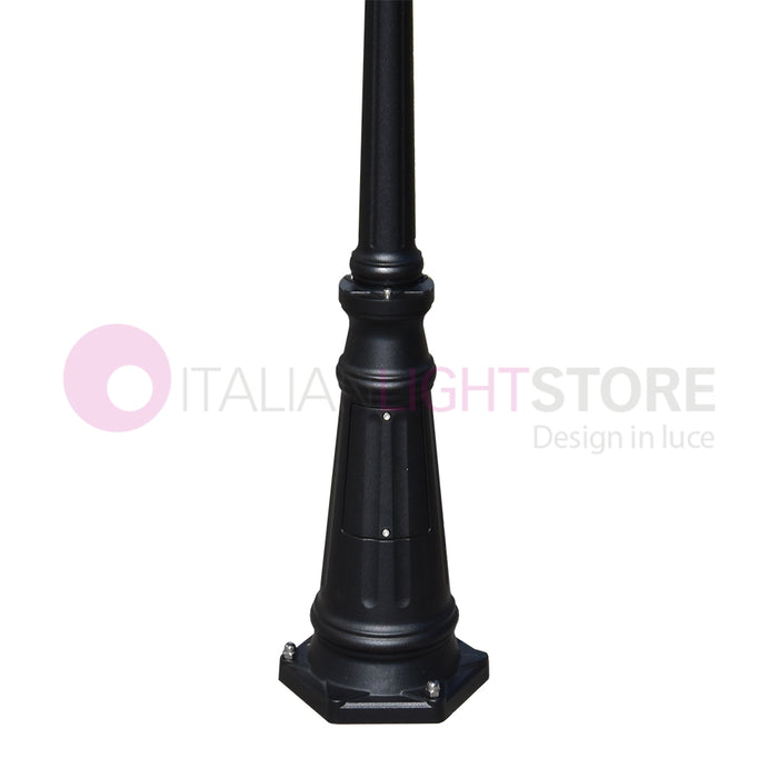 ENEA Lampione a 3 luci h.212 in Alluminio per Esterno Vialetto Giardino NERO