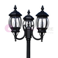 ENEA Lampione a 3 luci h.212 in Alluminio per Esterno Vialetto Giardino NERO