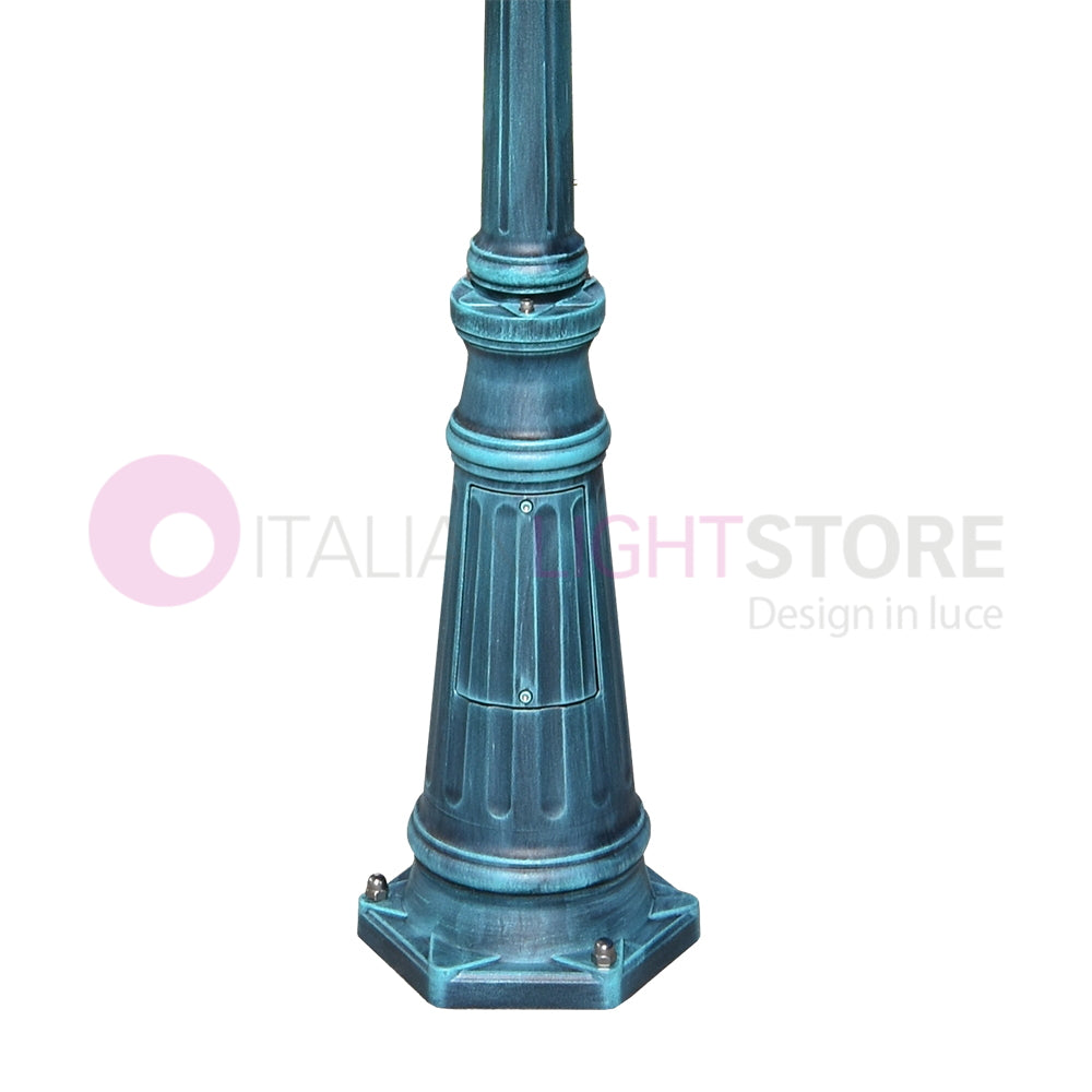 ENEA Lampione a 3 luci h.212 in Alluminio per Esterno Vialetto Giardino NERO-VERDE