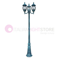 ENEA Lampione a 3 luci h.212 in Alluminio per Esterno Vialetto Giardino NERO-VERDE