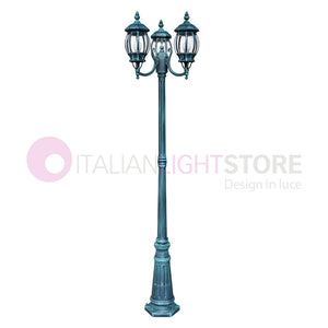 ENEA Lampione a 3 luci h.212 in Alluminio per Esterno Vialetto Giardino NERO-VERDE