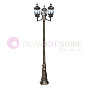 ENEA Lampione a 3 luci h.212 in Alluminio per Esterno Vialetto Giardino NERO-ORO