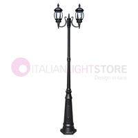 ENEA Lampione a 2 luci h.242 in Alluminio per Esterno Viale Giardino NERO