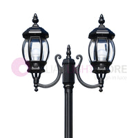 ENEA Lampione a 2 luci h.242 in Alluminio per Esterno Viale Giardino NERO