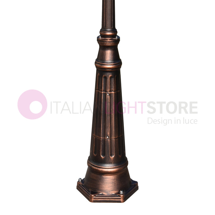 ENEA Lampione a 2 luci h.242 in Alluminio per Esterno Viale Giardino NERO-RAME