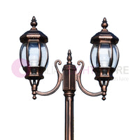 ENEA Lampione a 2 luci h.242 in Alluminio per Esterno Viale Giardino NERO-RAME