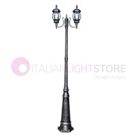 ENEA Lampione a 2 luci h.242 in Alluminio per Esterno Viale Giardino NERO-ARGENTO