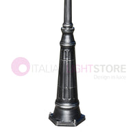 ENEA Lampione a 2 luci h.242 in Alluminio per Esterno Viale Giardino NERO-ARGENTO