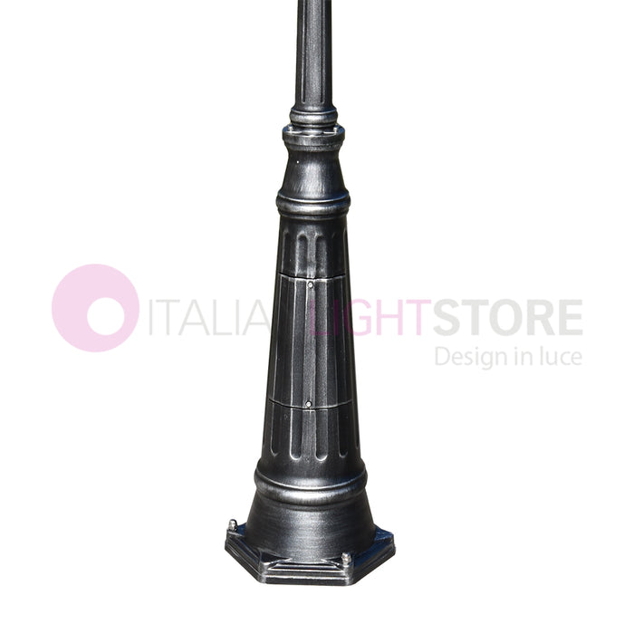 ENEA Lampione a 2 luci h.242 in Alluminio per Esterno Viale Giardino NERO-ARGENTO