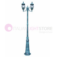 ENEA Lampione a 2 luci h.242 in Alluminio per Esterno Viale Giardino NERO-VERDE