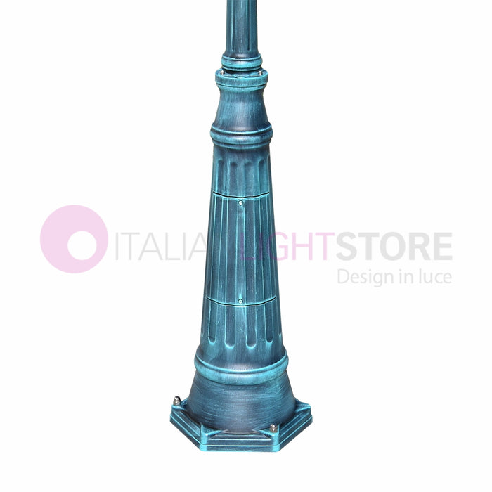 ENEA Lampione a 2 luci h.242 in Alluminio per Esterno Viale Giardino NERO-VERDE