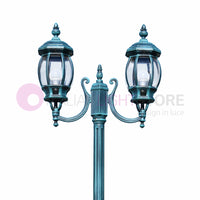 ENEA Lampione a 2 luci h.242 in Alluminio per Esterno Viale Giardino NERO-VERDE