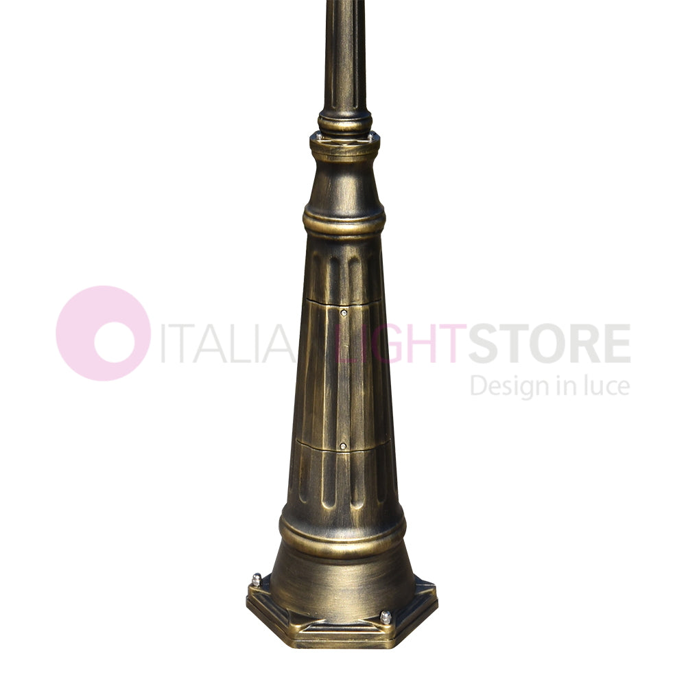 ENEA Lampione a 2 luci h.242 in Alluminio per Esterno Viale Giardino NERO-ORO