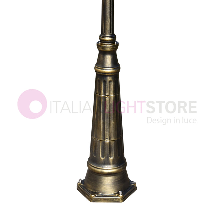 ENEA Lampione a 2 luci h.242 in Alluminio per Esterno Viale Giardino NERO-ORO