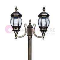 ENEA Lampione a 2 luci h.242 in Alluminio per Esterno Viale Giardino NERO-ORO