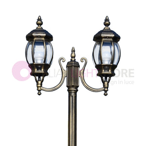 ENEA Lampione a 2 luci h.242 in Alluminio per Esterno Viale Giardino NERO-ORO