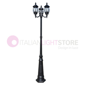 ENEA Lampione a 3 luci h.242 in Alluminio per Esterno Viale Giardino NERO