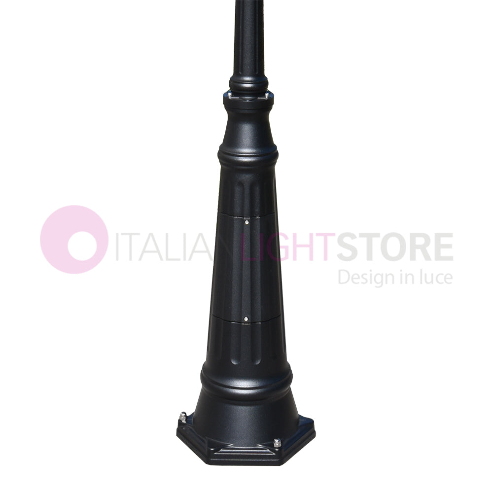 ENEA Lampione a 3 luci h.242 in Alluminio per Esterno Viale Giardino NERO