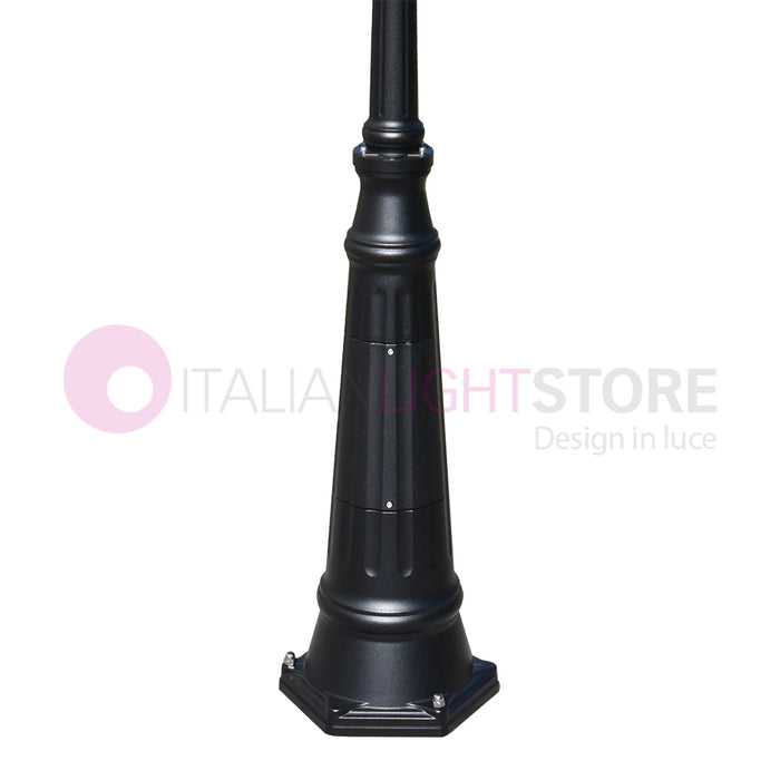 ENEA Lampione a 3 luci h.242 in Alluminio per Esterno Viale Giardino NERO