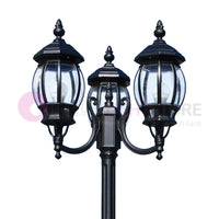 ENEA Lampione a 3 luci h.242 in Alluminio per Esterno Viale Giardino NERO