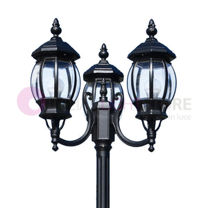 ENEA Lampione a 3 luci h.242 in Alluminio per Esterno Viale Giardino NERO