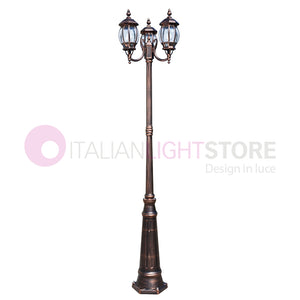ENEA Lampione a 3 luci h.242 in Alluminio per Esterno Viale Giardino NERO-RAME