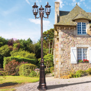 ENEA Lampione a 3 luci h.242 in Alluminio per Esterno Viale Giardino NERO-RAME