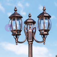 ENEA Lampione a 3 luci h.242 in Alluminio per Esterno Viale Giardino NERO-RAME