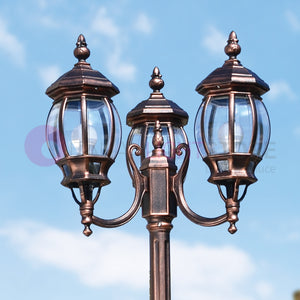 ENEA Lampione a 3 luci h.242 in Alluminio per Esterno Viale Giardino NERO-RAME