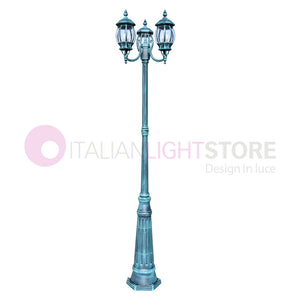 ENEA Lampione a 3 luci h.242 in Alluminio per Esterno Viale Giardino NERO-VERDE
