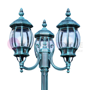 ENEA Lampione a 3 luci h.242 in Alluminio per Esterno Viale Giardino NERO-VERDE