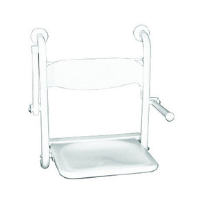 Sedile doccia ribaltabile con braccioli reclinabili e schienale, inox nylon