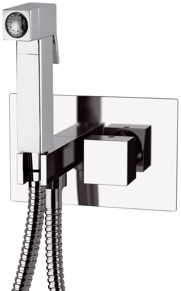 Miscelatore incasso per shut-off con doccetta shut-off, supporto doccia-presa acqua e flessibile.