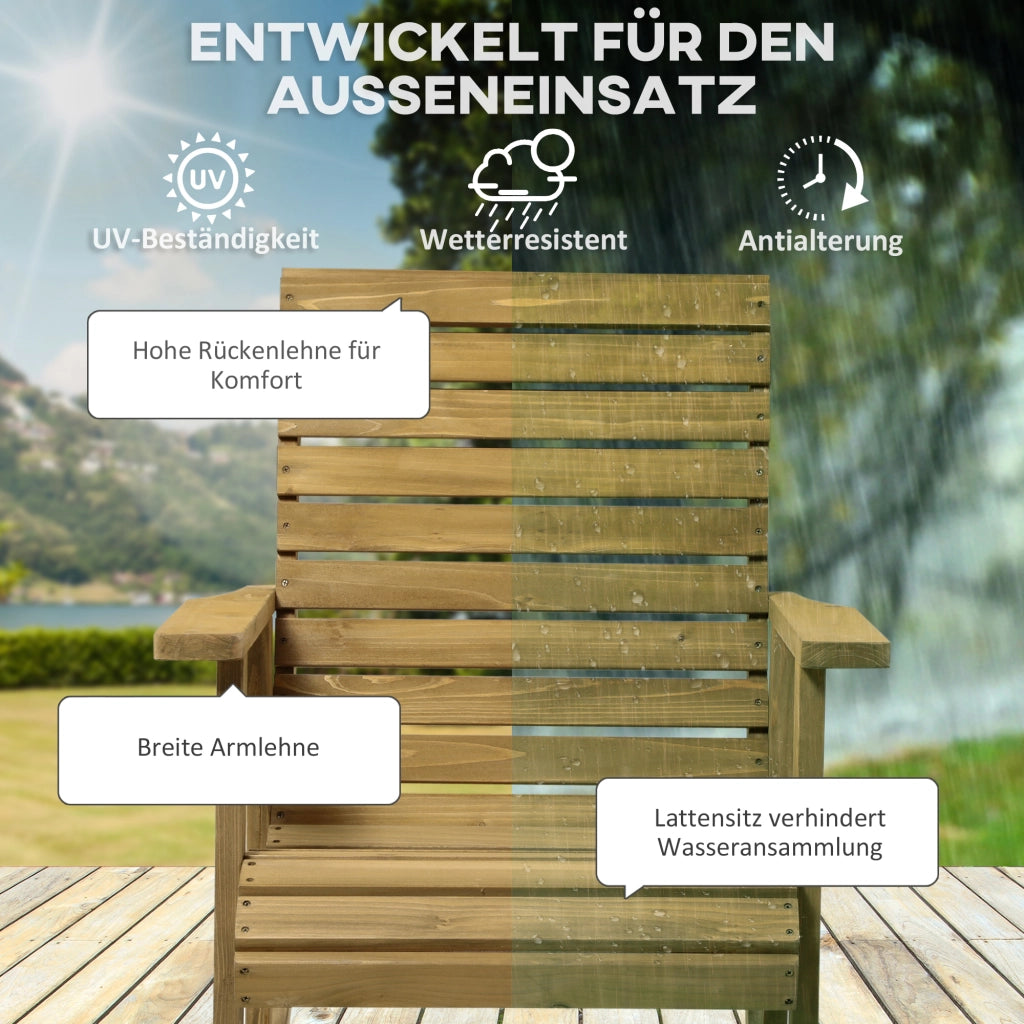 Sedia da Giardino con Dondolo ¨C zephmum ¨C Legno Naturale 64x86x85 cm