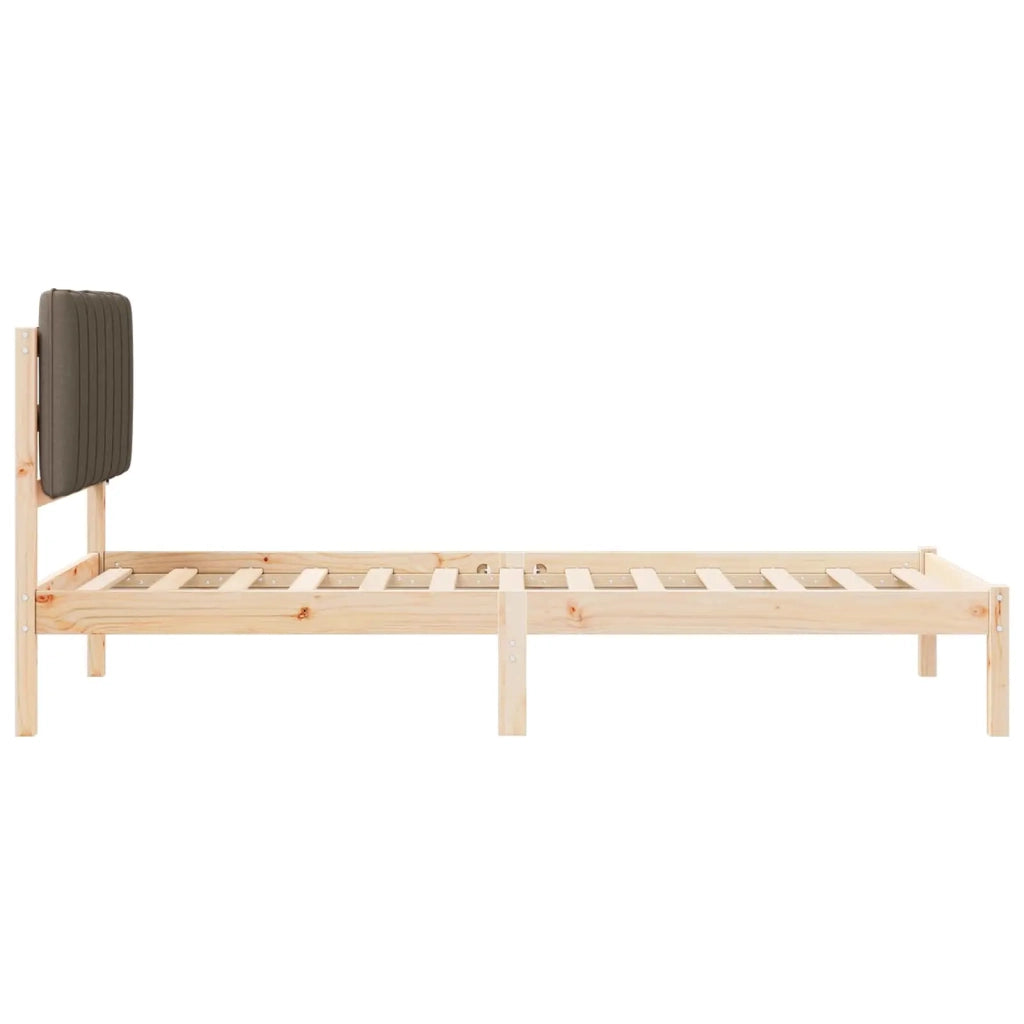 Letto con Testiera Rivestita Naturale e Taupe 90 x 200 cm 878077