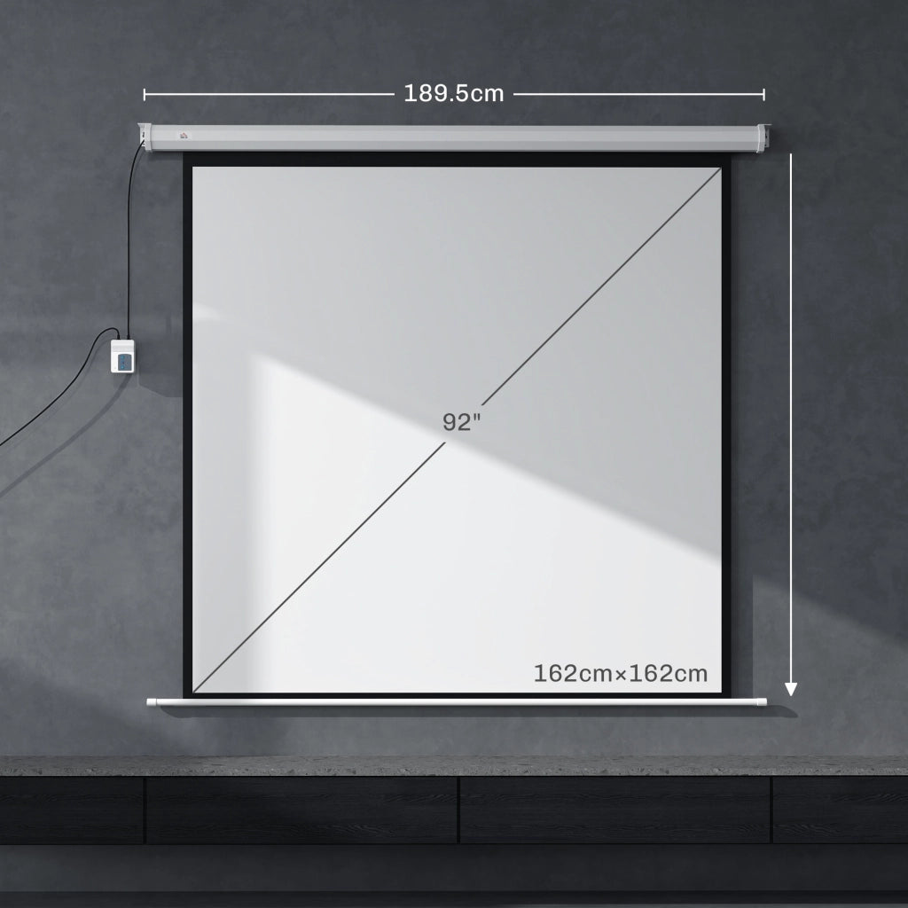 Telo Proiettore Motorizzato da 92 Pollici con Telecomando, in Plastica e Metallo, 189.5x8x189.5 cm, Bianco