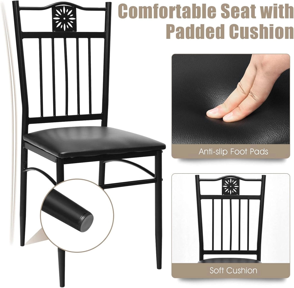 Gianex - Set da tavolo da pranzo da 5 pezzi, set da tavolo rettangolare con 4 sedie tappezzate per 4 persone a casa, sala da pranzo, ristorante