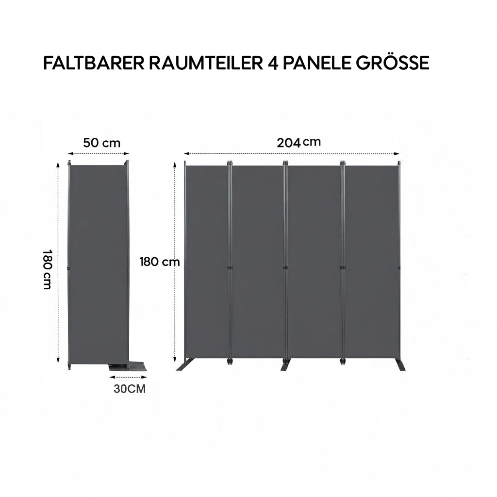 Divisorio Paravento 4 Pannelli ¨C MINIMAL ¨C Grigio, 204x180 cm