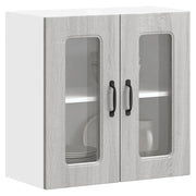 Pensile da Cucina con Porta in Vetro Kalmar Grigio Sonoma 853673