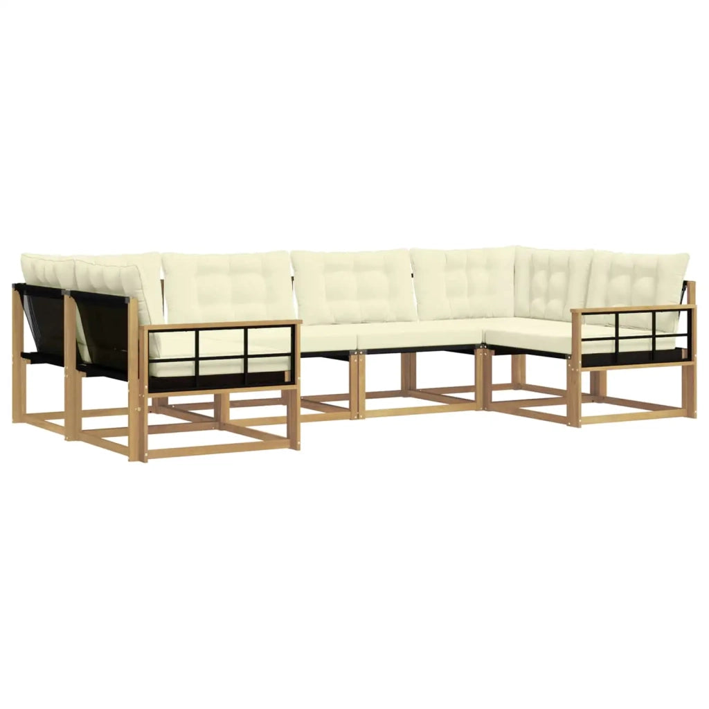 Set di divani da esterno con cuscino 6 pcs Bianco e Crema