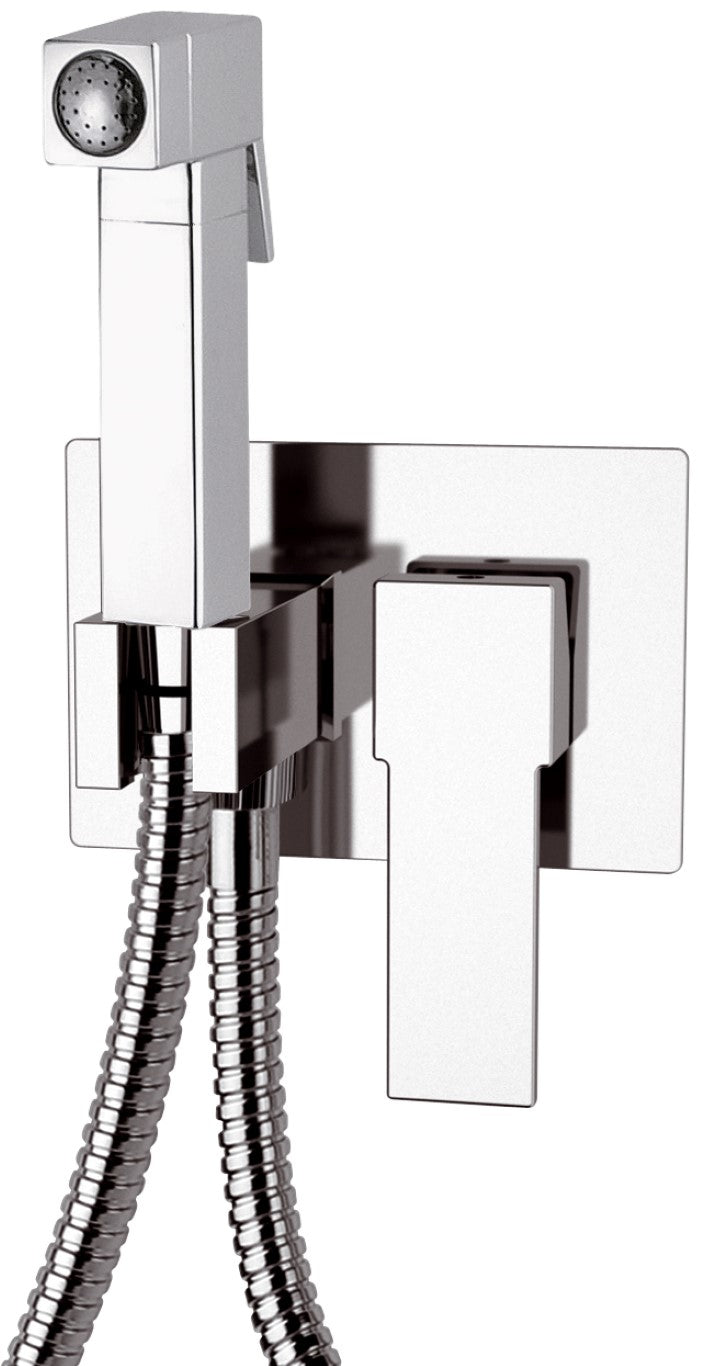 Miscelatore incasso per shut-off con doccetta shut-off , supporto doccia-presa acqua e flessibile doccia.