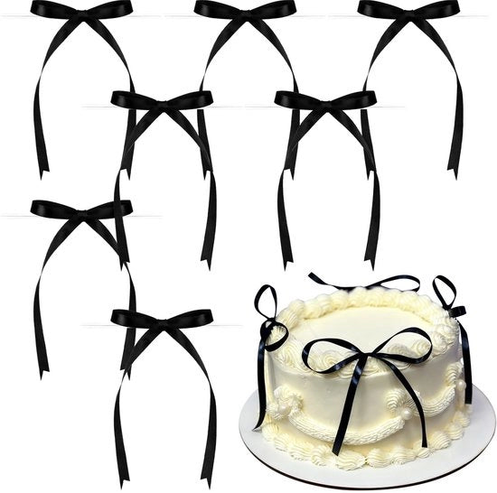 Decorazioni per torta in stile 60 pezzi - Strisce nere - Decorazioni per torta eleganti - Riciclabili - Ideali per eventi - Realizzate in poliestere duraturo