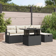 Set Divano da Giardino con cuscino 6 pcs Nero Poly Rattan 3359784