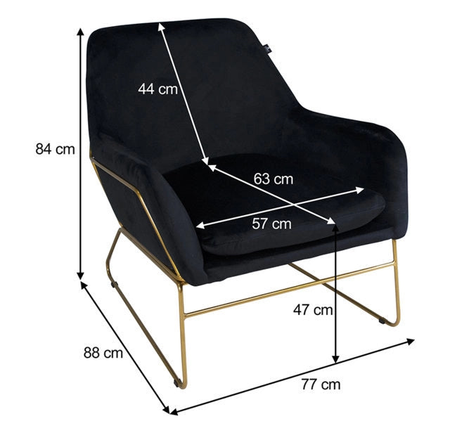 Poltrona in velluto nero, poltroncina - Lara - PL10LAG