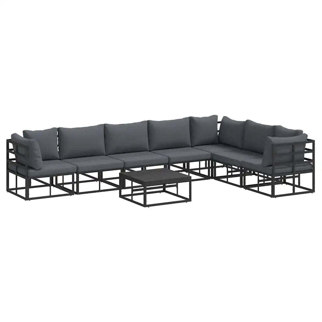 vidaXL Set Divano da Giardino con cuscino 8 pcs Nero Alluminio